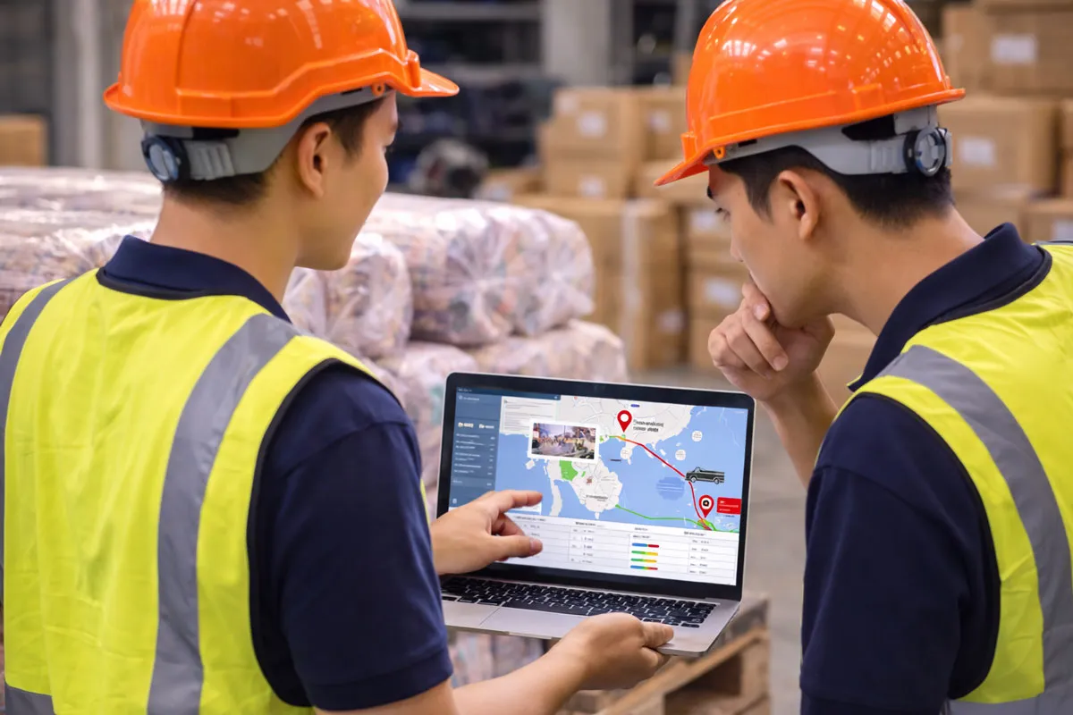 Nhân viên logistics trao đổi về vận chuyển